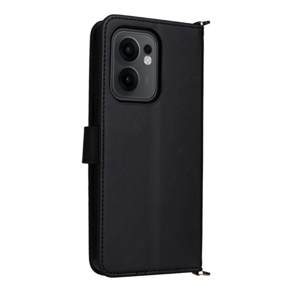 Kožený Kryt Oppo Reno 13f 4g / 5g / 13 Fs 5g Prémiové Retro Pouzdro Na Rameno A Šňůrka