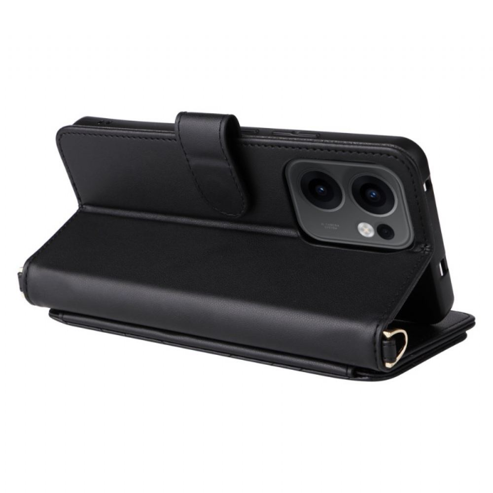 Kožený Kryt Oppo Reno 13f 4g / 5g / 13 Fs 5g Prémiové Retro Pouzdro Na Rameno A Šňůrka