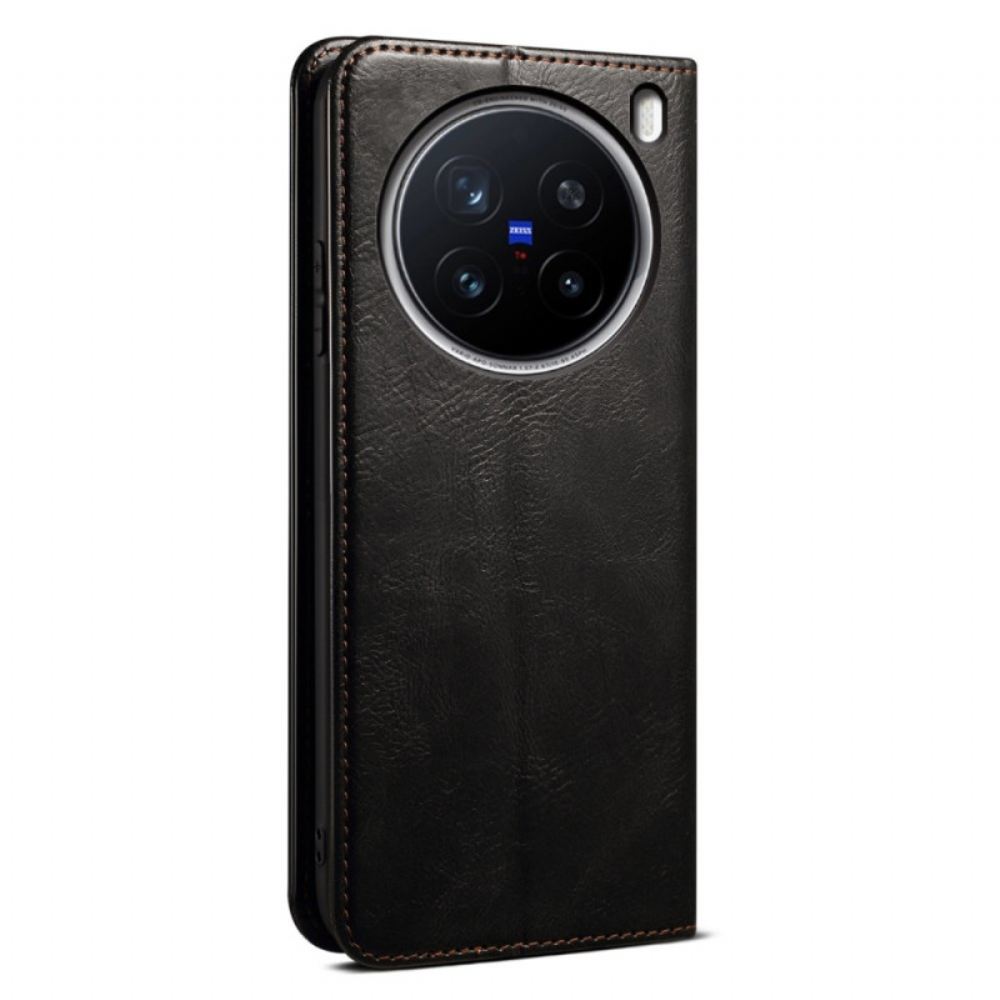 Kožené Pouzdro Folio Vivo X200 Pro Voskovaná Umělá Kůže