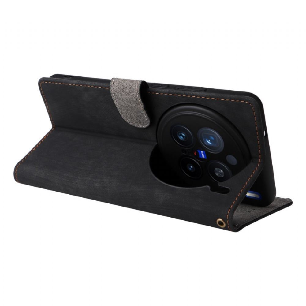 Kožený Kryt Na Vivo X200 Pro Řemínek S Efektem Semiše