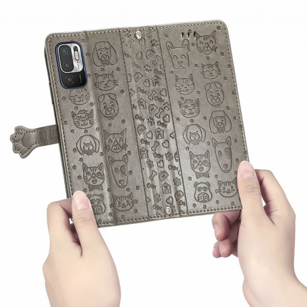 Flipové Pouzdro Na Xiaomi Redmi Note 10 5G / Poco M3 Pro 5G Animovaná Zvířata