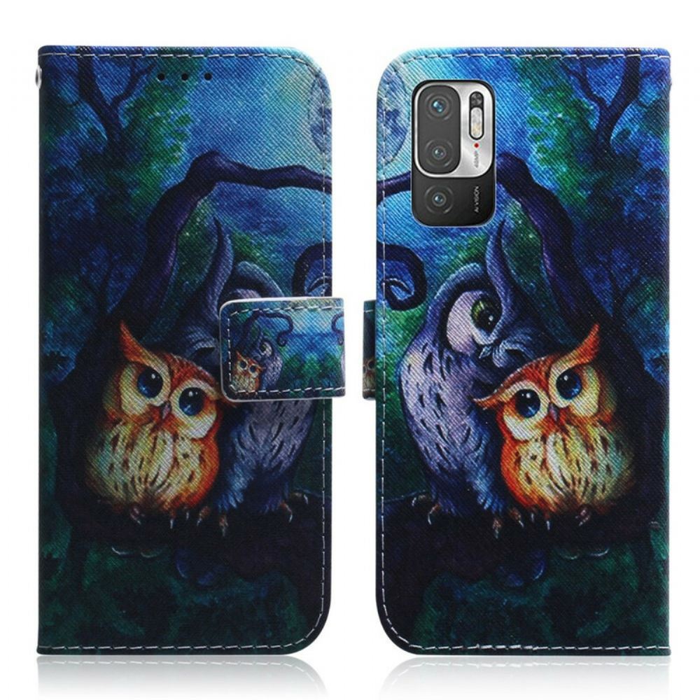 Flipové Pouzdro Na Xiaomi Redmi Note 10 5G / Poco M3 Pro 5G Malování Sov