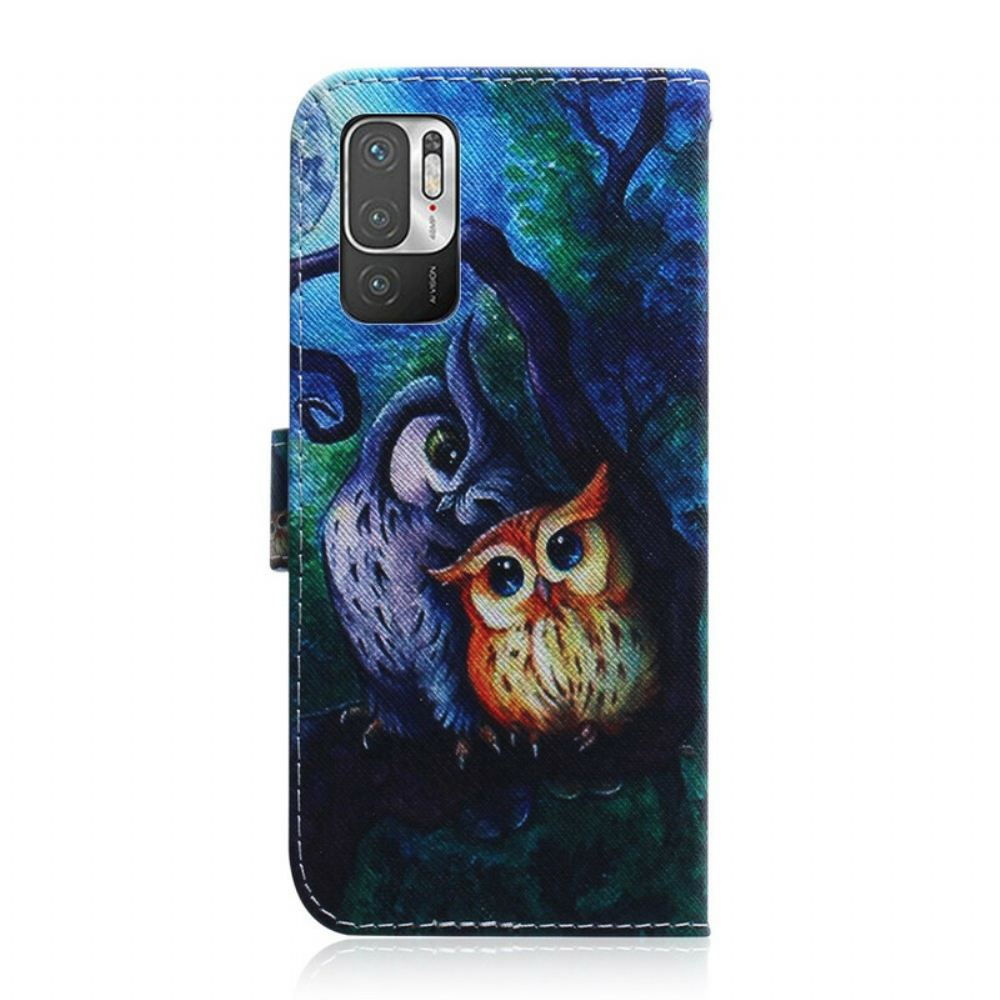Flipové Pouzdro Na Xiaomi Redmi Note 10 5G / Poco M3 Pro 5G Malování Sov