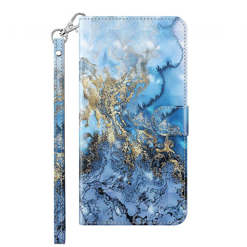 Kožené Pouzdro Na Xiaomi Redmi Note 10 5G / Poco M3 Pro 5G Mramor S Popruhem