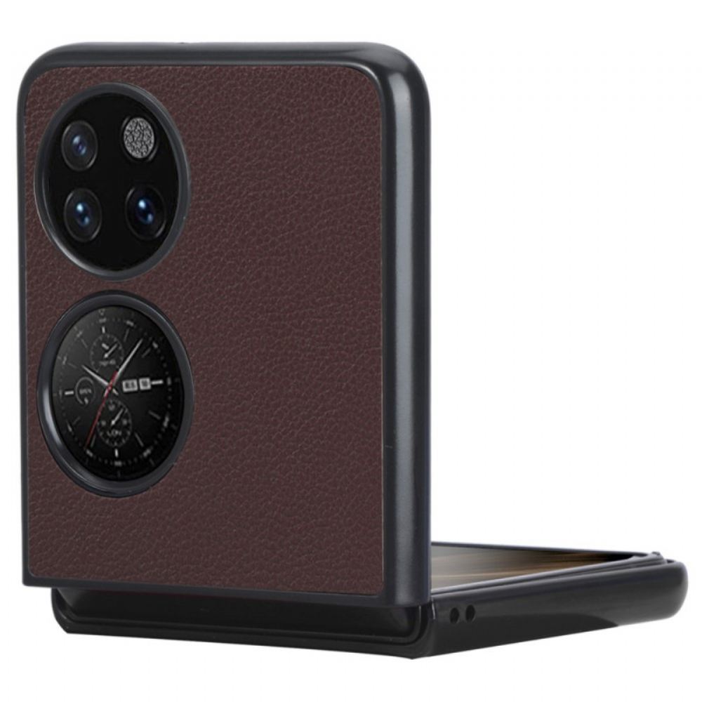 Kryt Na Huawei P50 Pocket Kožený Efekt Litchi