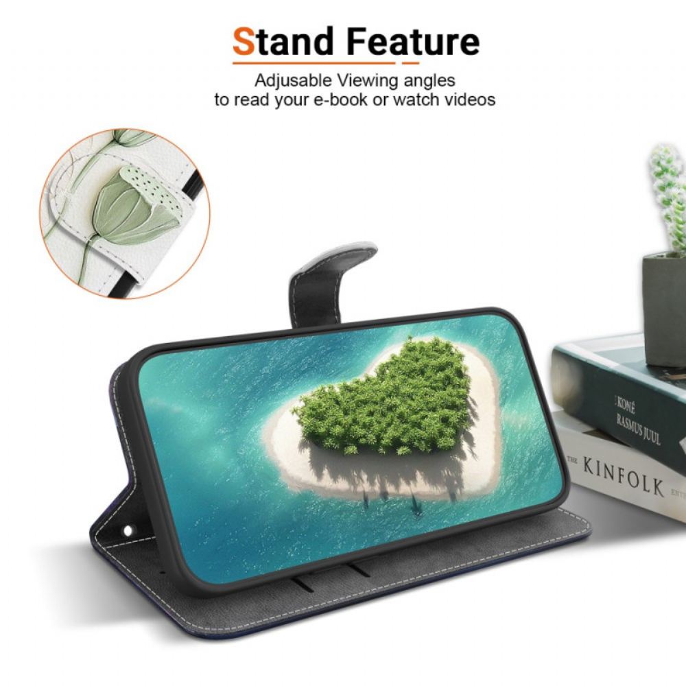 Kožený Kryt Na Poco C85 Zelené Květiny