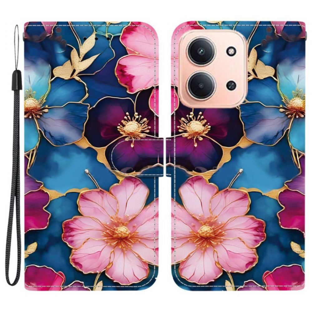 Kožený Kryt Poco C85 Barevné Květiny