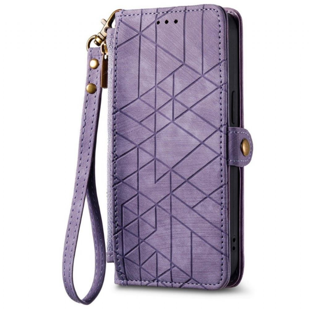 Kožený Kryt Poco C85 Geometrická Peněženka