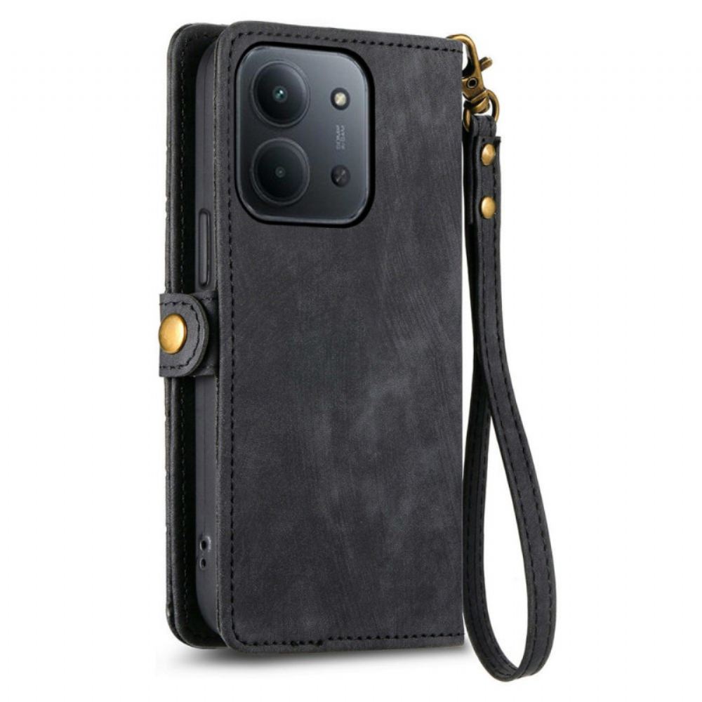 Kožený Kryt Poco C85 Geometrická Peněženka