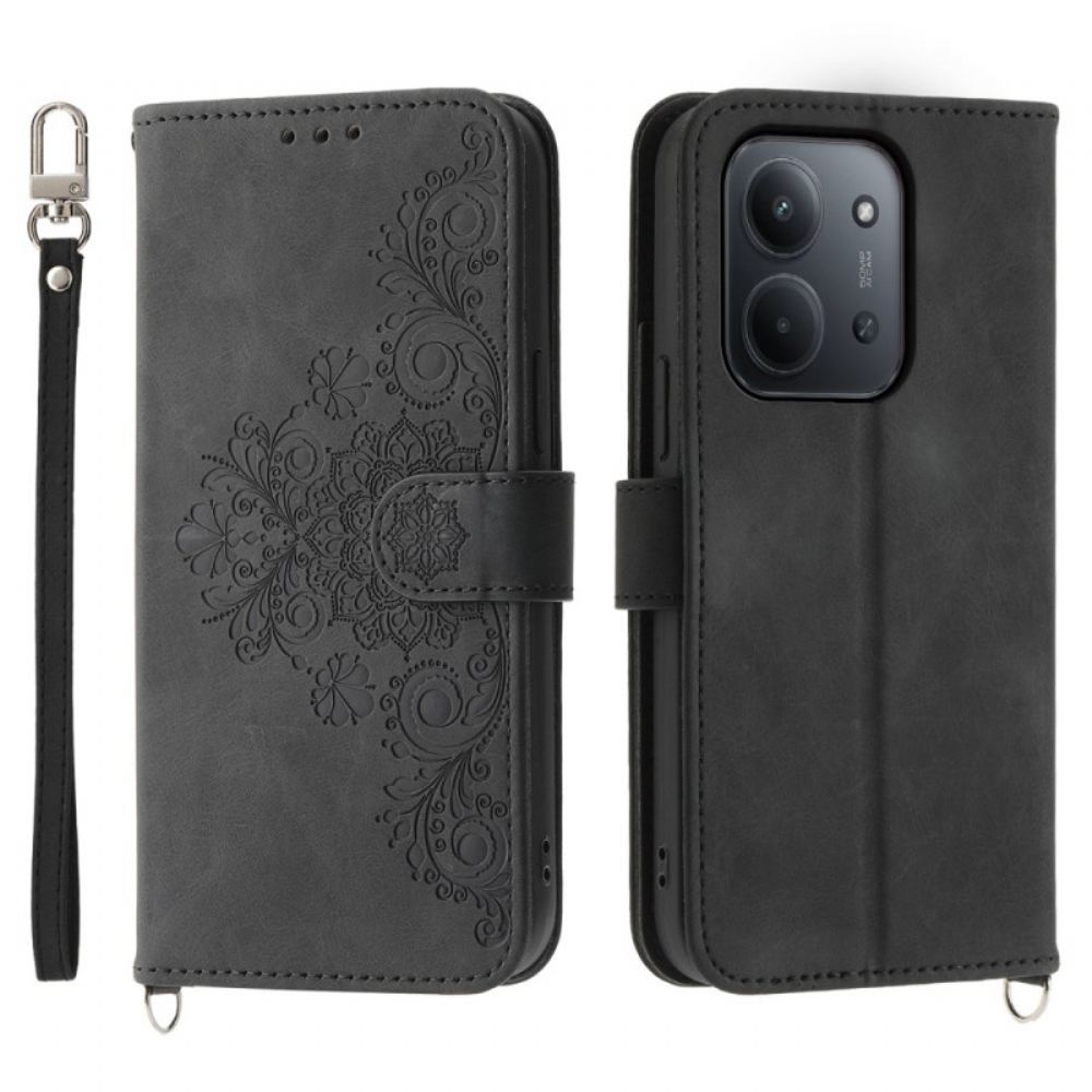 Kožený Kryt Poco C85 Semišový Krajkový Efekt