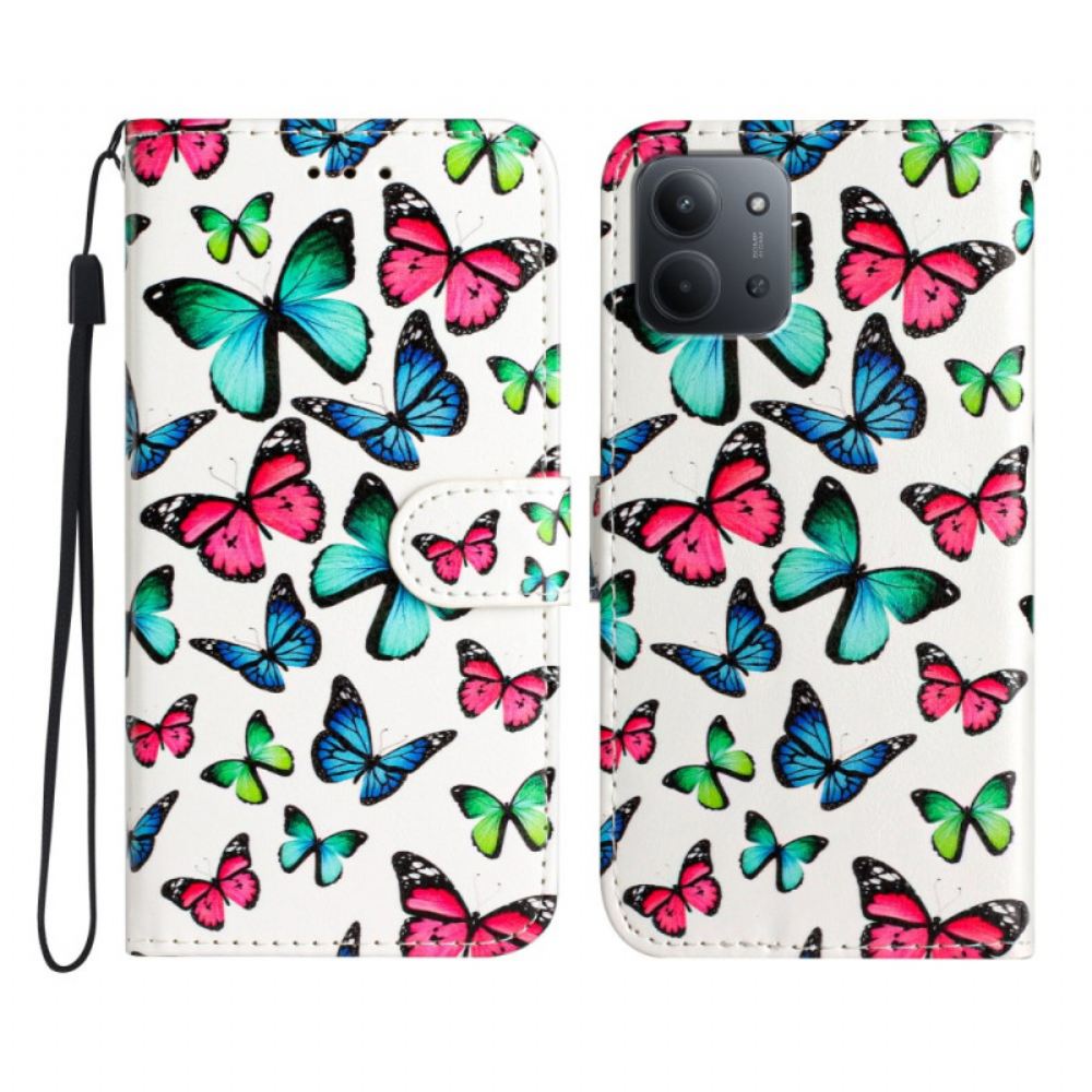 Peněženková Pouzdra Poco C85 Kryty Na Mobil Barevní Motýli