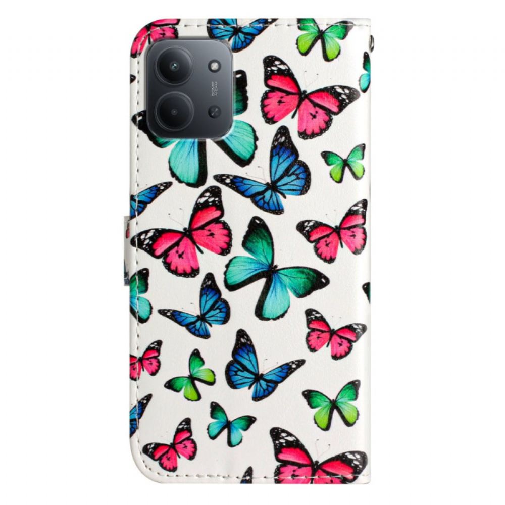 Peněženková Pouzdra Poco C85 Kryty Na Mobil Barevní Motýli