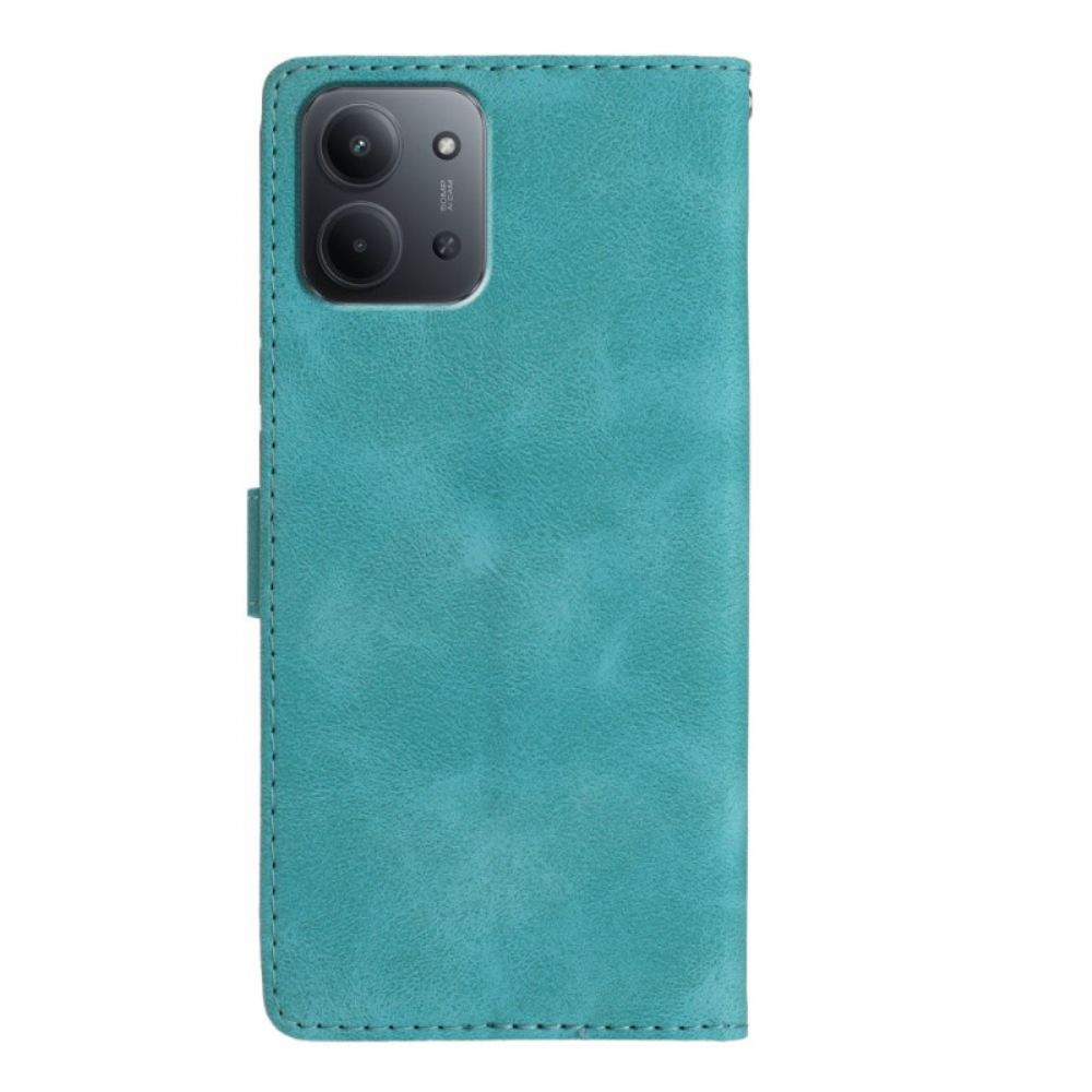 Peněženková Pouzdra Poco C85 Kryty Na Mobil Květinový Semišový Efekt