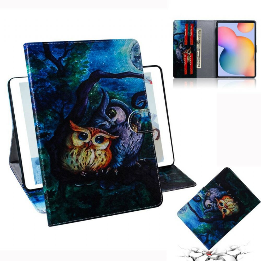 Flipové Pouzdro Na Samsung Galaxy Tab S6 Lite Malování Sov