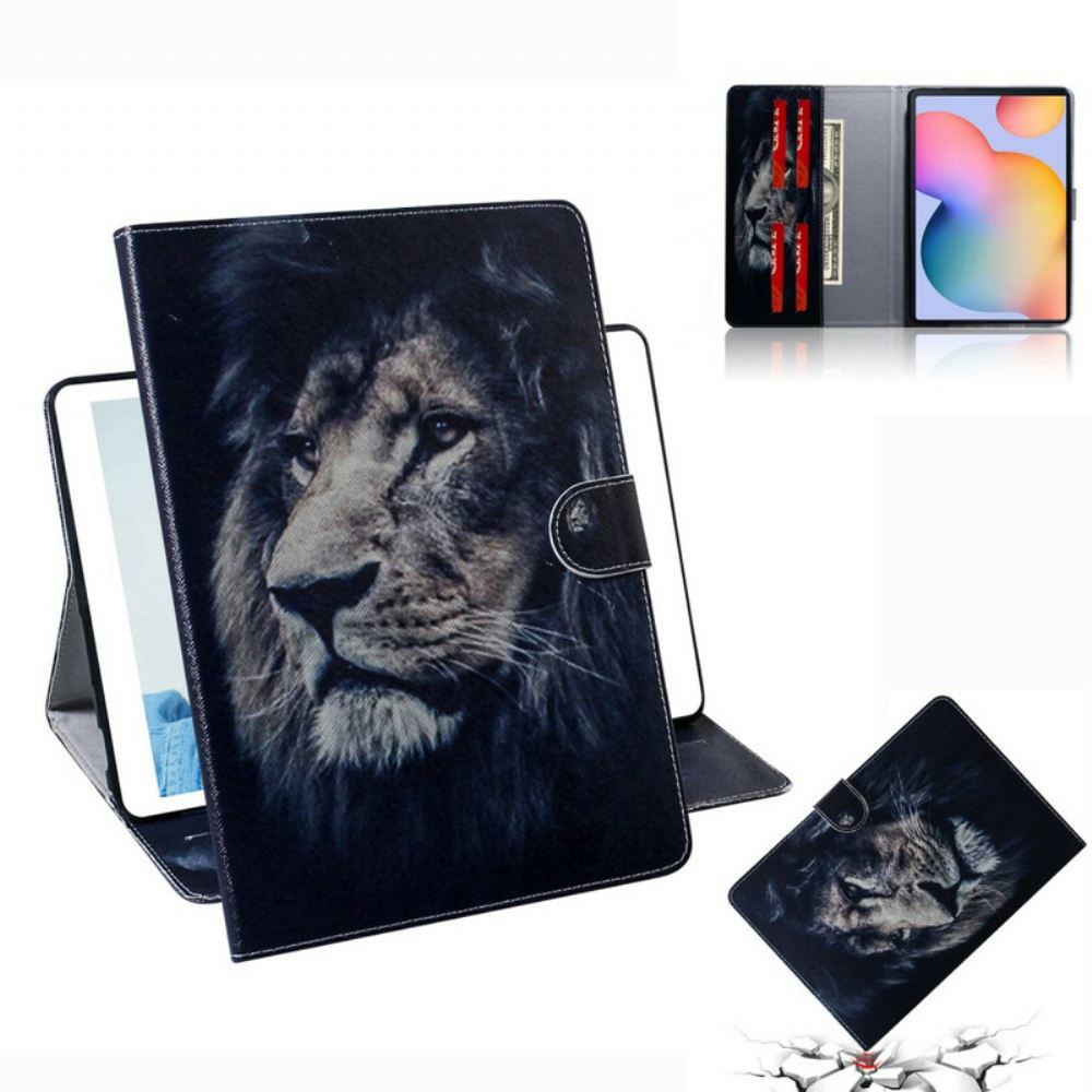 Kožené Pouzdro Na Samsung Galaxy Tab S6 Lite Lví Hlava