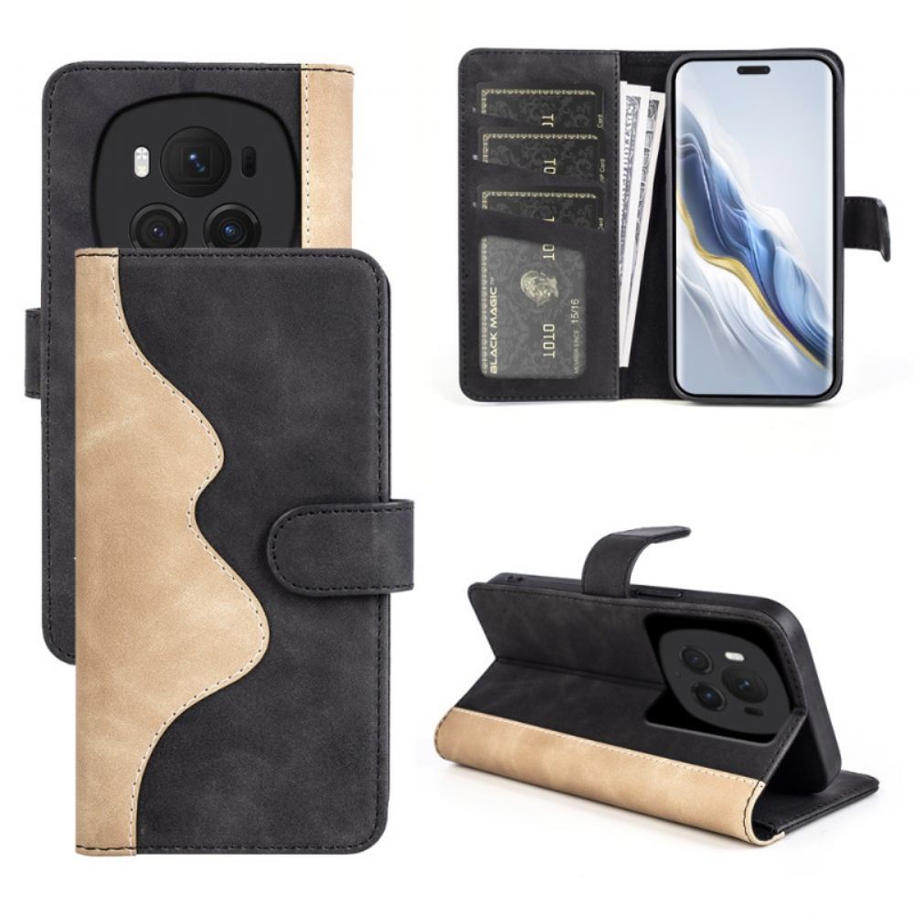 Kožený Kryt Honor Magic 6 Pro Dvoubarevný Design