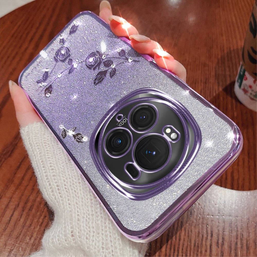 Kryt Honor Magic 6 Pro Květiny A Kamínky S Řemínkem