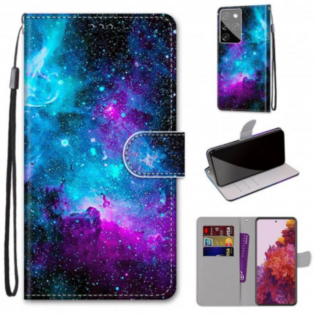 Flipové Pouzdro Na Samsung Galaxy S21 Ultra 5G Kosmické Nebe