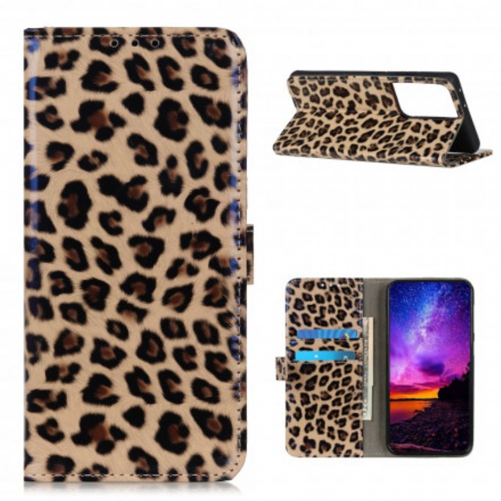 Flipové Pouzdro Na Samsung Galaxy S21 Ultra 5G Obyčejný Leopard