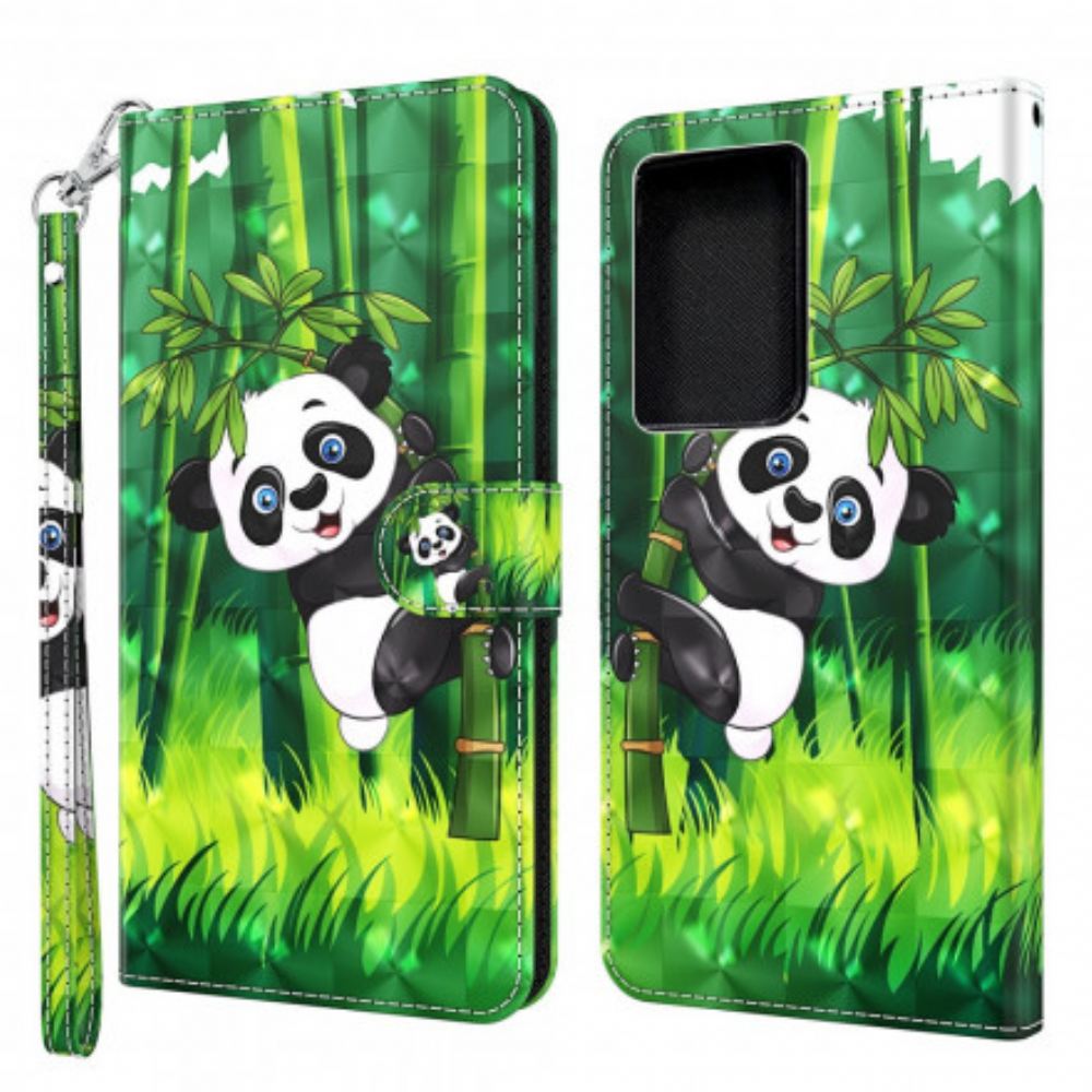 Flipové Pouzdro Na Samsung Galaxy S21 Ultra 5G Panda A Bambus