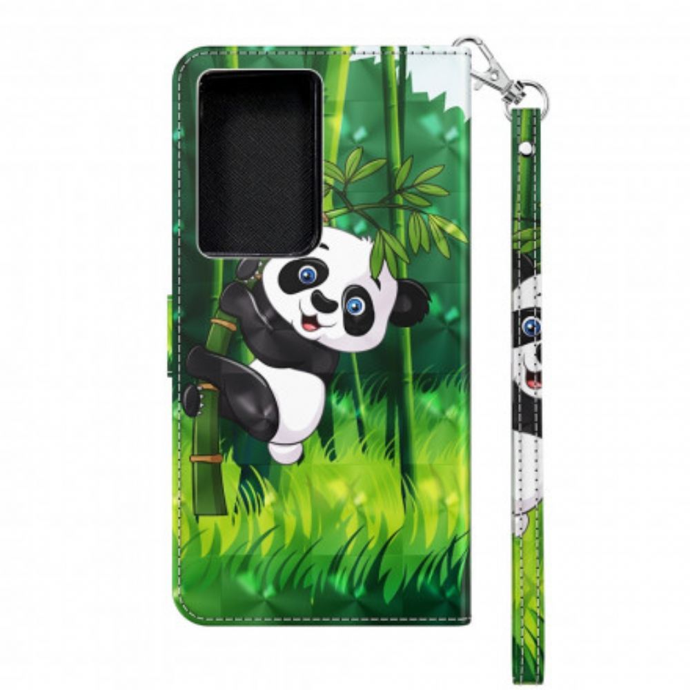 Flipové Pouzdro Na Samsung Galaxy S21 Ultra 5G Panda A Bambus
