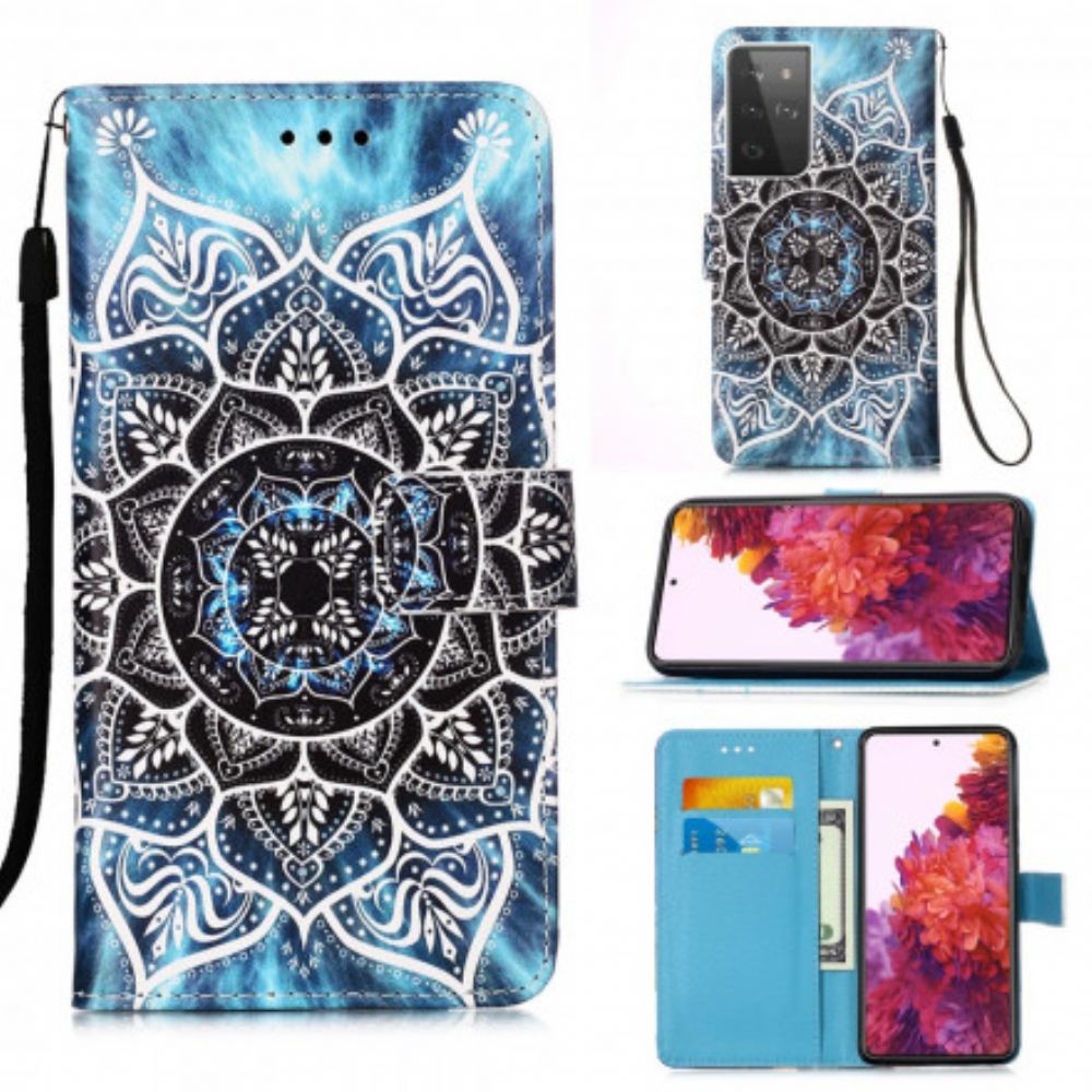 Kožené Pouzdro Na Samsung Galaxy S21 Ultra 5G Mandala Na Obloze