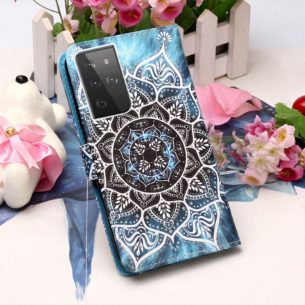 Kožené Pouzdro Na Samsung Galaxy S21 Ultra 5G Mandala Na Obloze