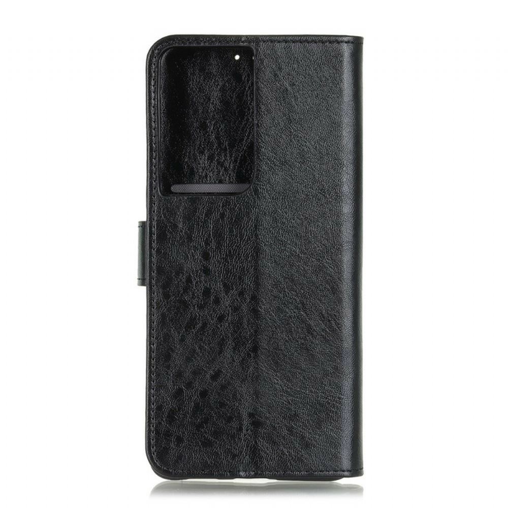 Kožené Pouzdro Na Samsung Galaxy S21 Ultra 5G Texturovaná Umělá Kůže