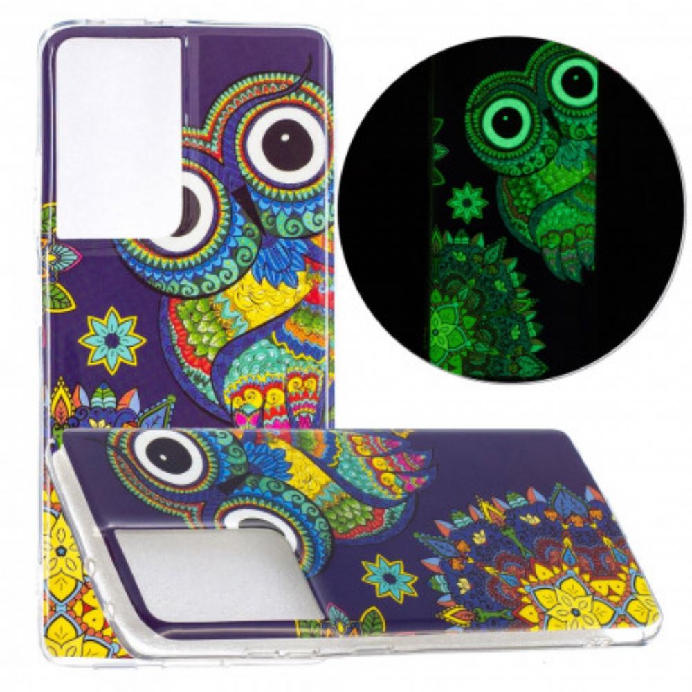 Kryt Na Samsung Galaxy S21 Ultra 5G Mandala Fluorescenční Sova