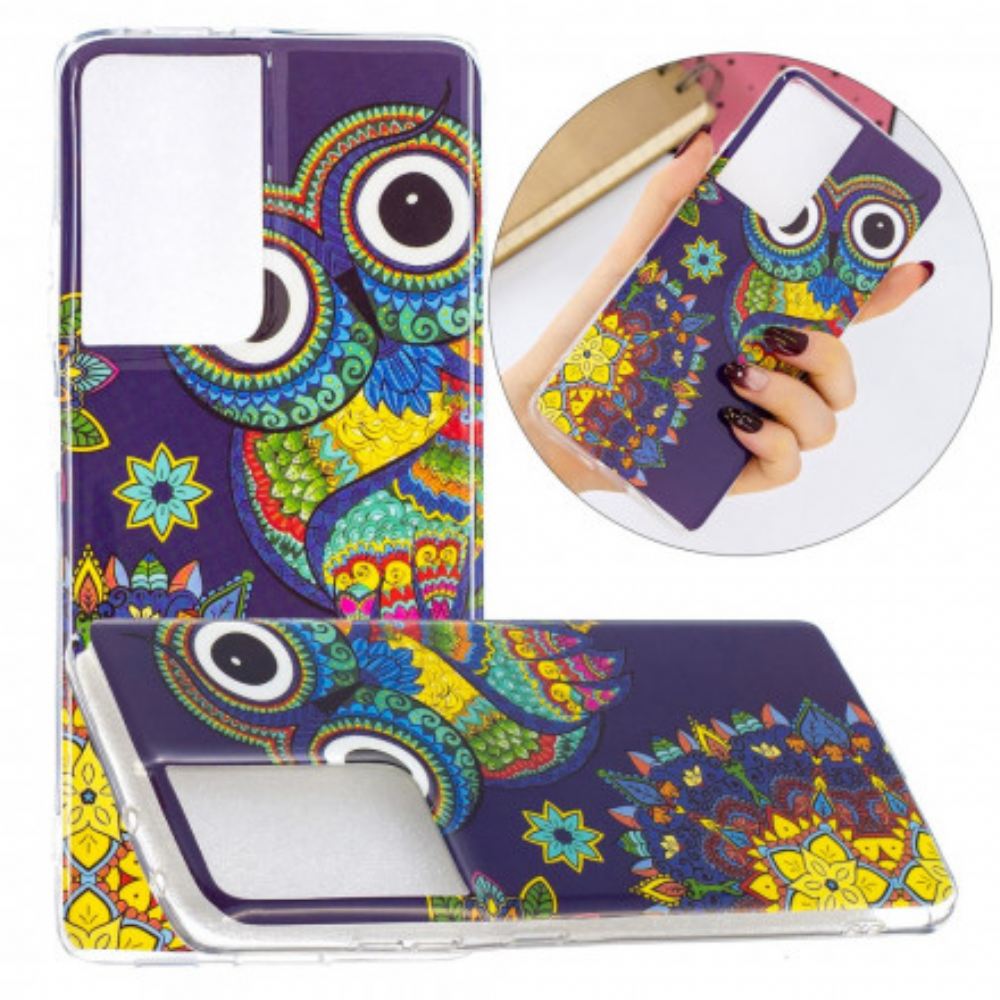 Kryt Na Samsung Galaxy S21 Ultra 5G Mandala Fluorescenční Sova