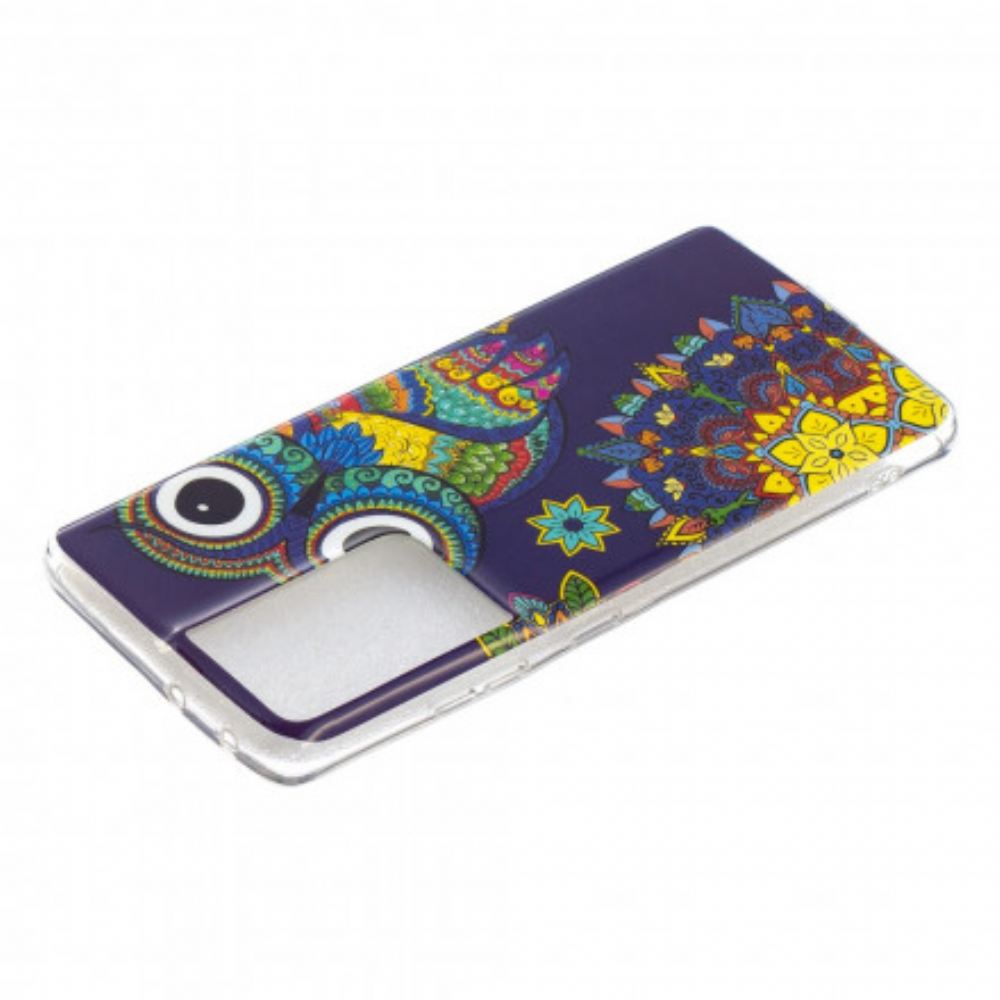 Kryt Na Samsung Galaxy S21 Ultra 5G Mandala Fluorescenční Sova