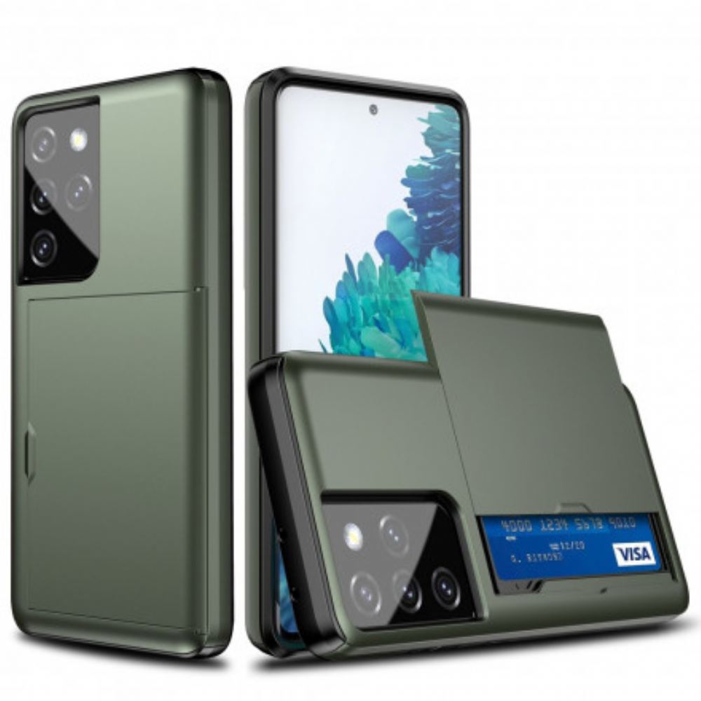 Kryt Na Samsung Galaxy S21 Ultra 5G Pevný Třpytivý Držák Karet