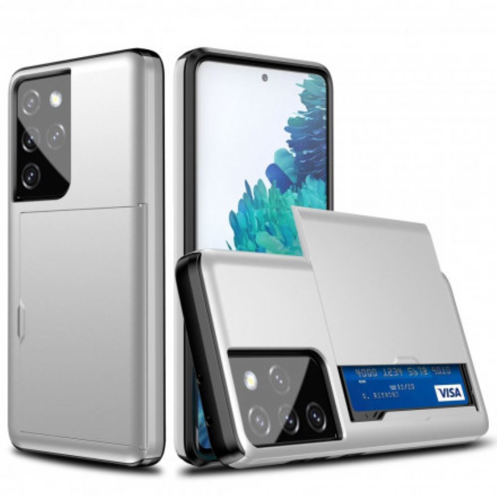 Kryt Na Samsung Galaxy S21 Ultra 5G Pevný Třpytivý Držák Karet