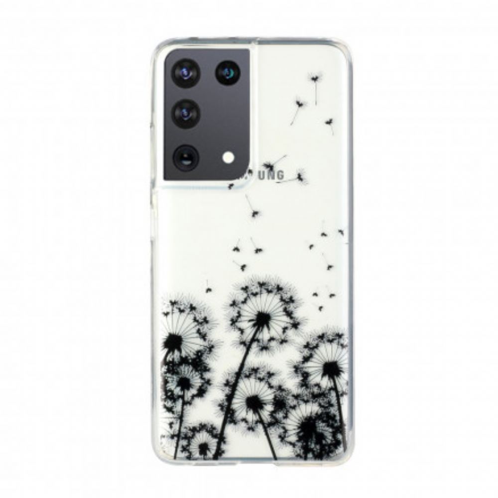 Kryt Na Samsung Galaxy S21 Ultra 5G Průhledné Černé Pampelišky