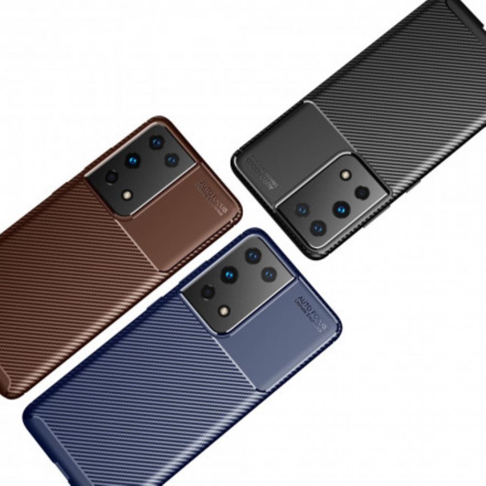 Kryty Na Mobil Na Samsung Galaxy S21 Ultra 5G Flexibilní Textura Uhlíkových Vláken