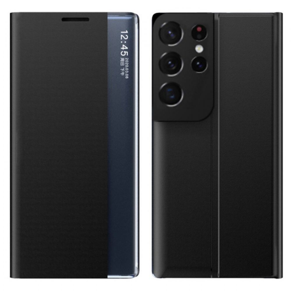 Kryty Na Mobil Na Samsung Galaxy S21 Ultra 5G Textura Tkaniny Z Umělé Kůže