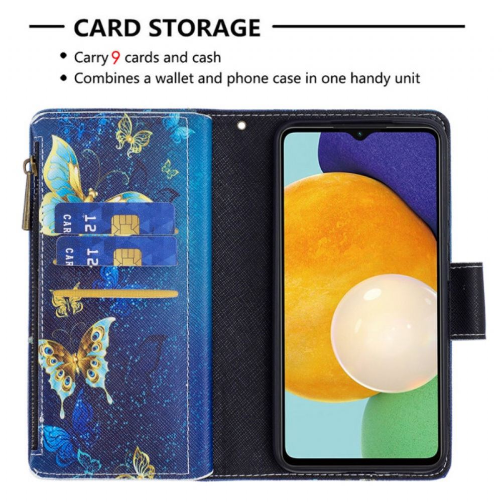 Flipové Pouzdro Na Samsung Galaxy A13 5G Kapsa Na Zip S Motýly