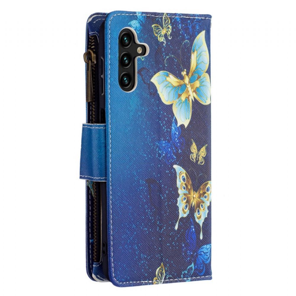 Flipové Pouzdro Na Samsung Galaxy A13 5G Kapsa Na Zip S Motýly