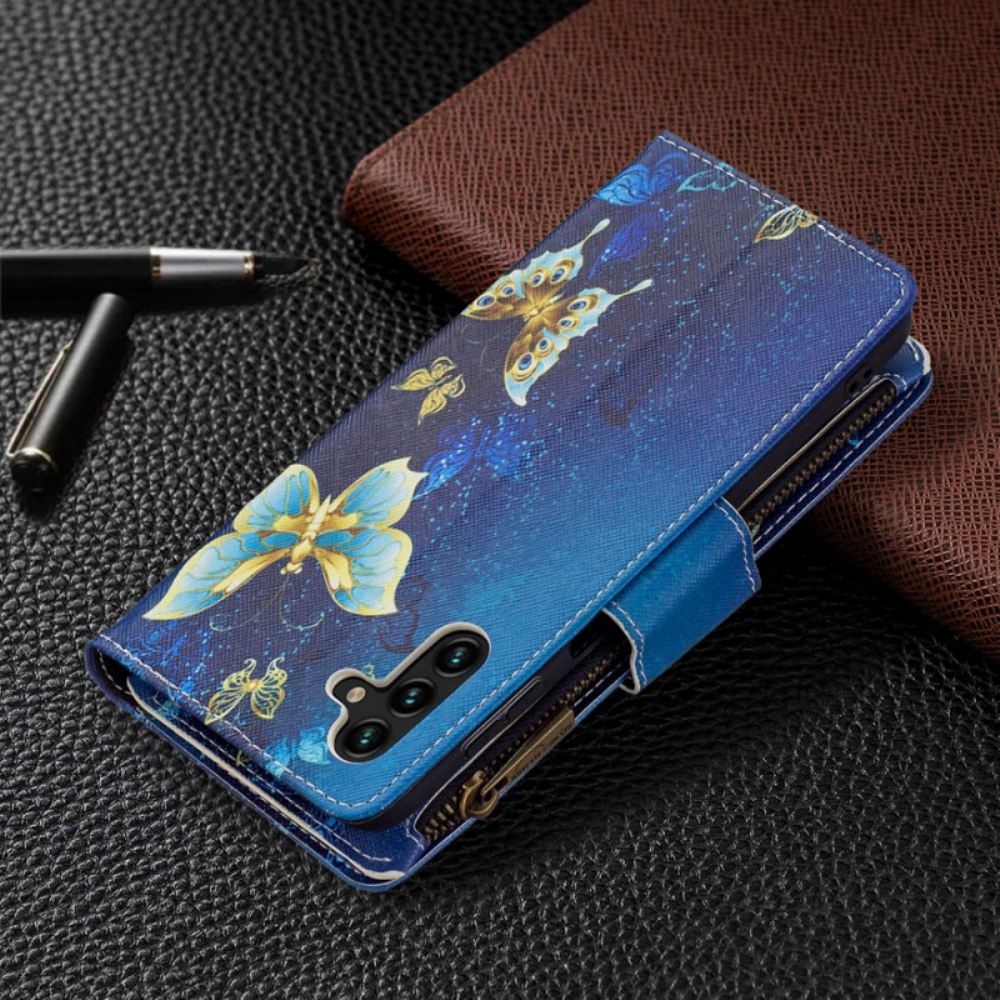 Flipové Pouzdro Na Samsung Galaxy A13 5G Kapsa Na Zip S Motýly