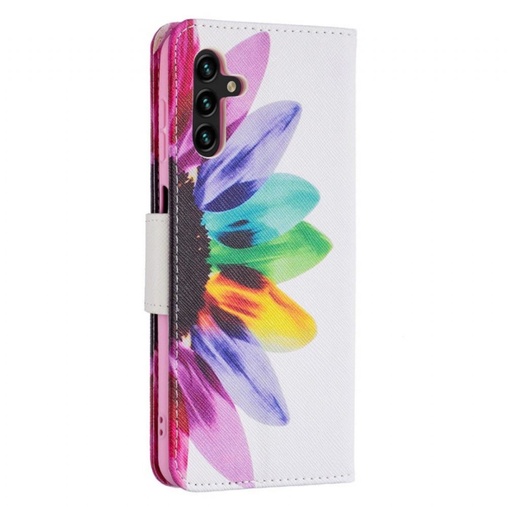 Flipové Pouzdro Na Samsung Galaxy A13 5G Květina Akvarelu