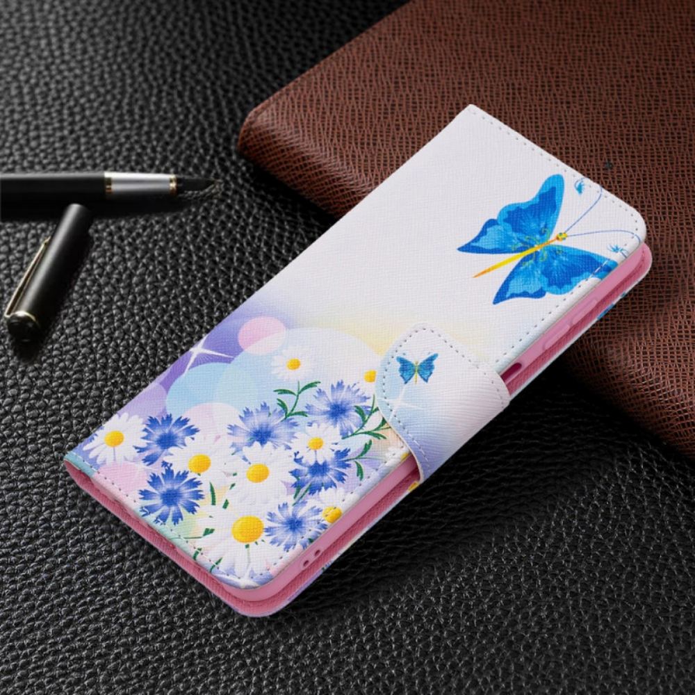 Flipové Pouzdro Na Samsung Galaxy A13 5G Malovaní Motýli A Květiny