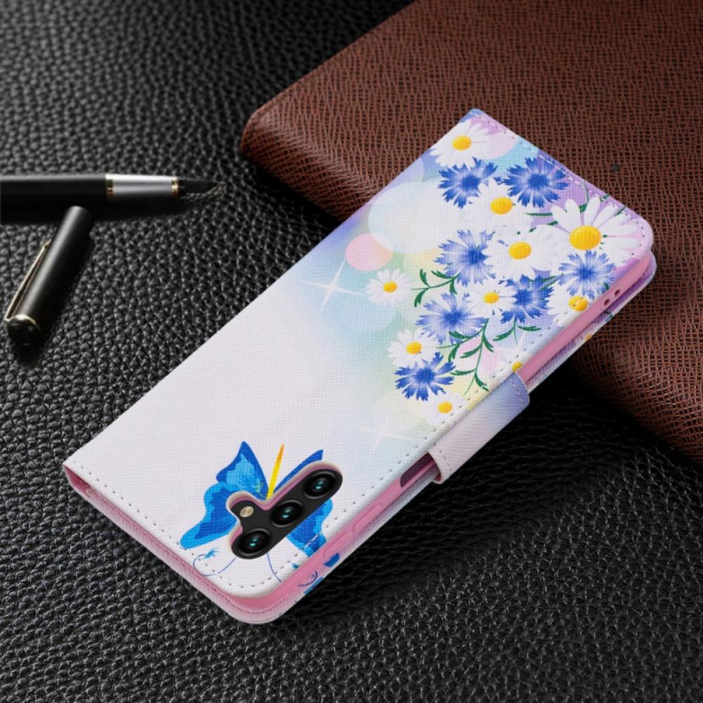 Flipové Pouzdro Na Samsung Galaxy A13 5G Malovaní Motýli A Květiny