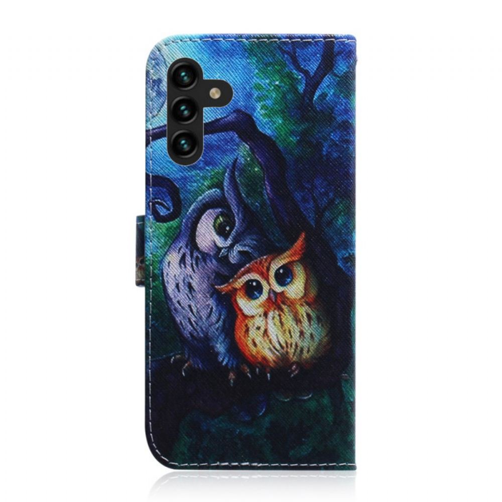 Flipové Pouzdro Na Samsung Galaxy A13 5G Malování Sov