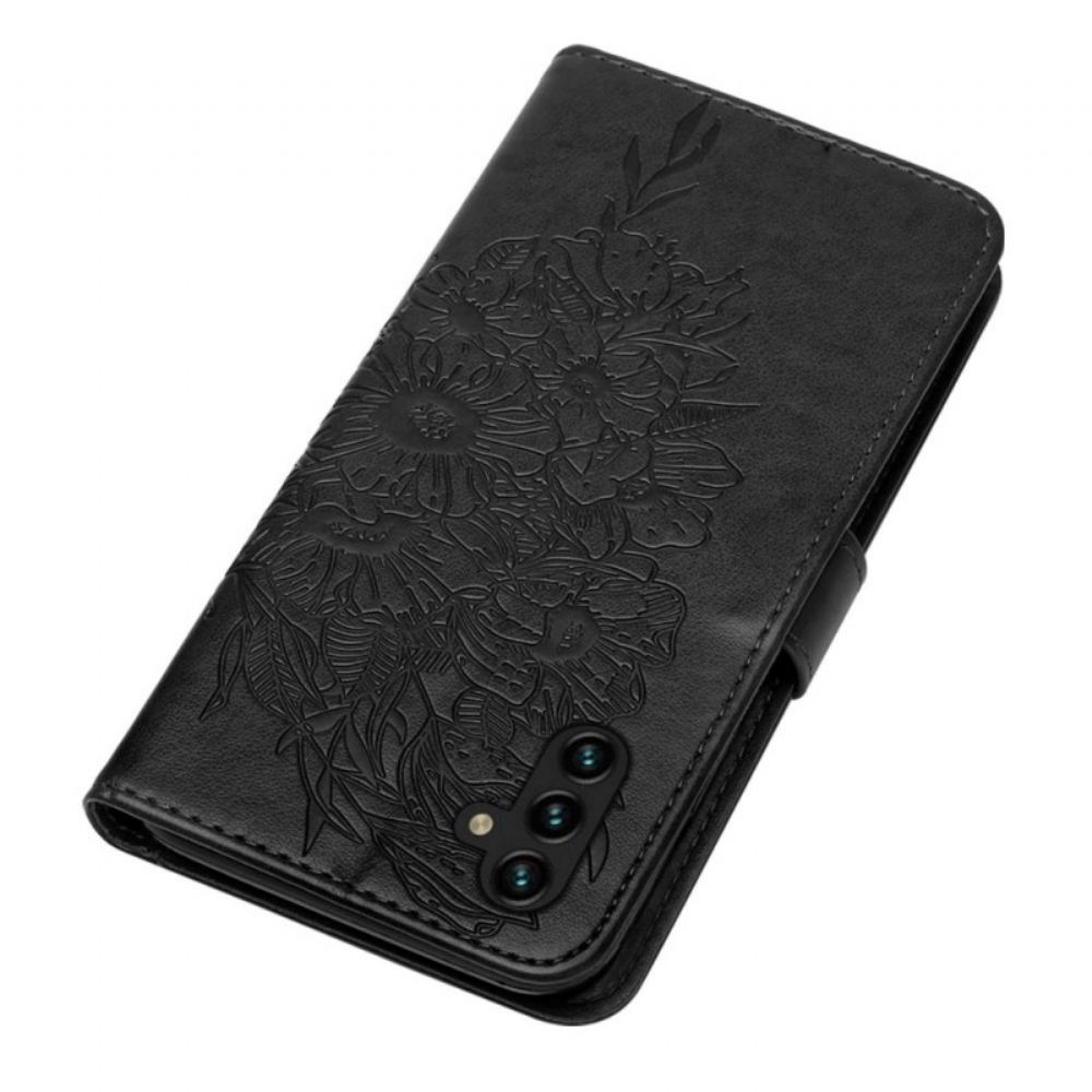 Flipové Pouzdro Na Samsung Galaxy A13 5G Motýlí Design Se Šňůrkou