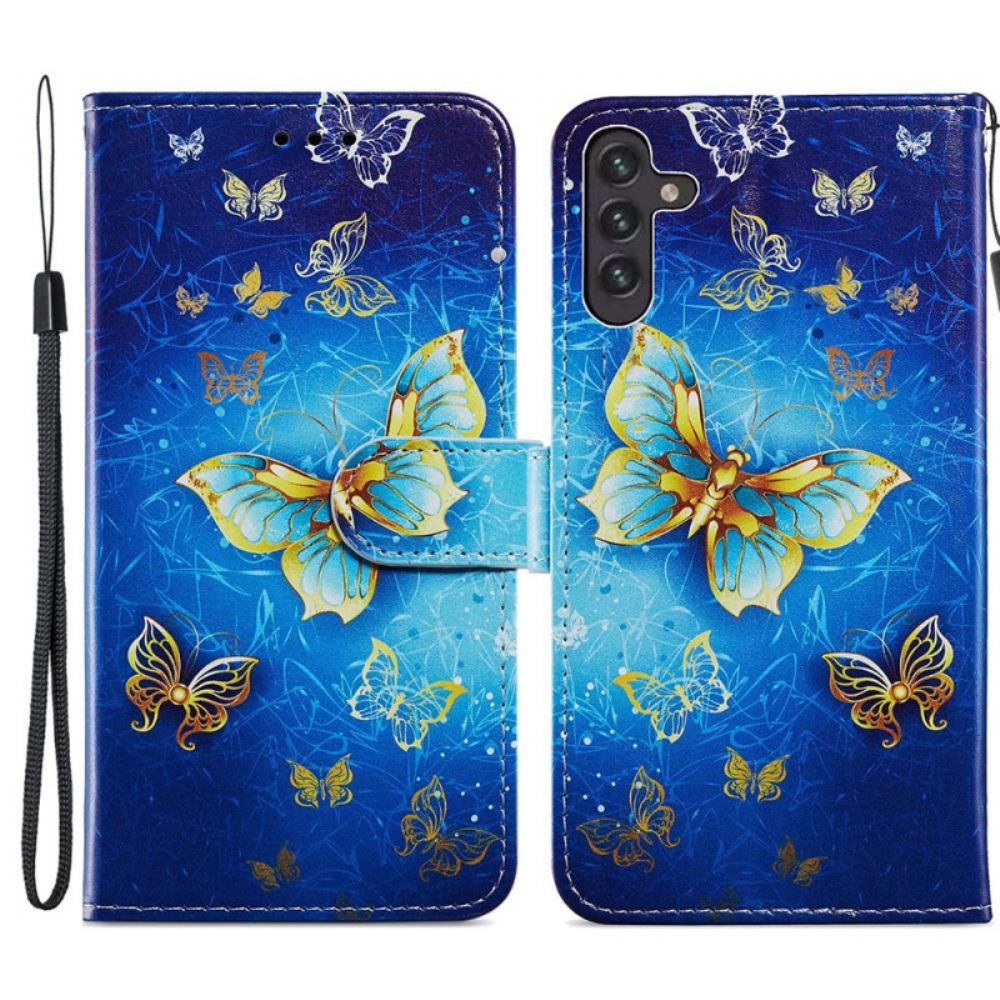 Kožené Pouzdro Na Samsung Galaxy A13 5G Let Motýlů