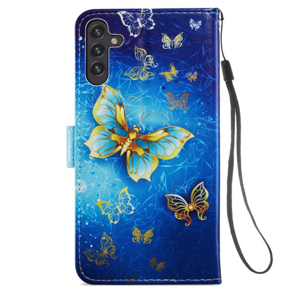 Kožené Pouzdro Na Samsung Galaxy A13 5G Let Motýlů