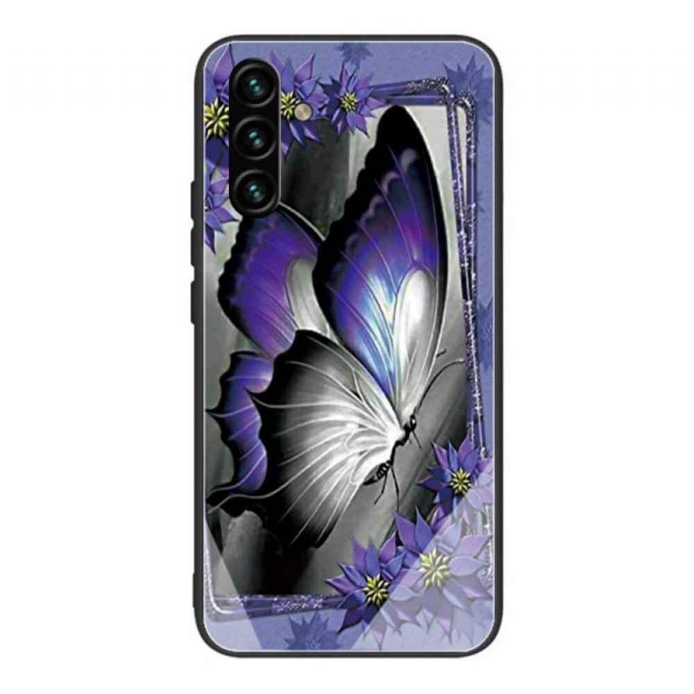 Kryt Na Samsung Galaxy A13 5G Fialové Tvrzené Sklo Butterfly