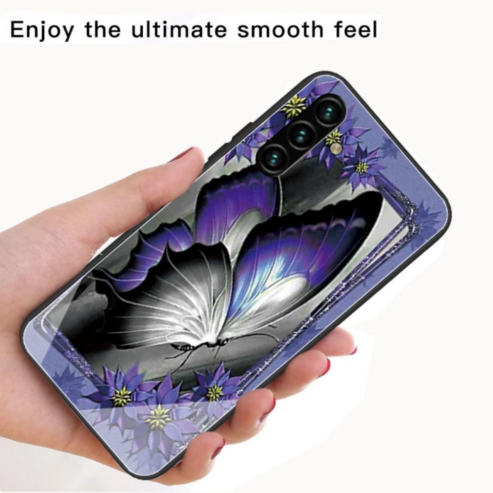Kryt Na Samsung Galaxy A13 5G Fialové Tvrzené Sklo Butterfly