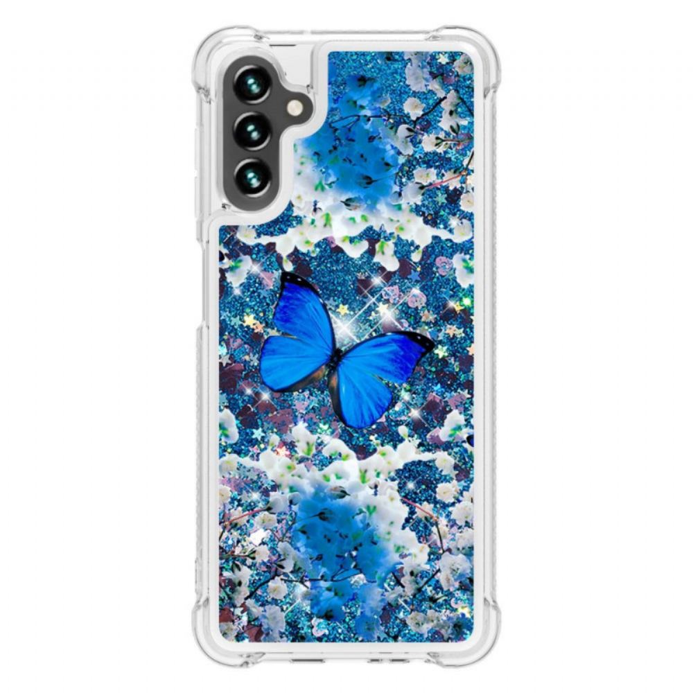 Kryt Na Samsung Galaxy A13 5G Třpytivé Modré Motýly