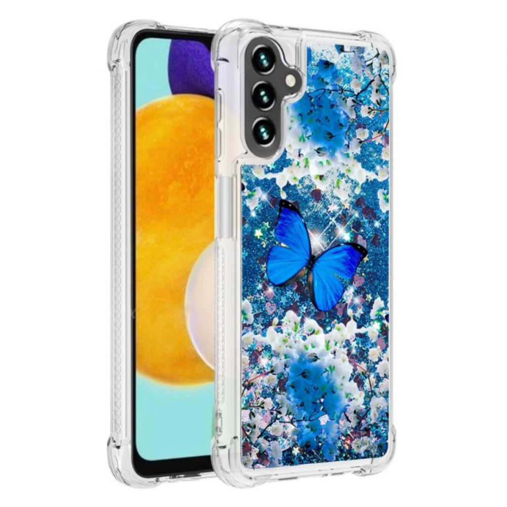 Kryt Na Samsung Galaxy A13 5G Třpytivé Modré Motýly